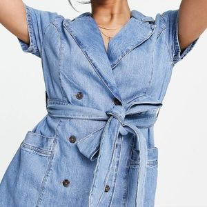 Denim dress with belt and big pockets by Asos